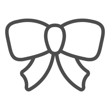 Hediye kurdele yay çizgisi ikonu. Dekorasyon vektör çizimi beyaza izole edildi. Şimdiki düğüm ana hatları tasarımı, web ve uygulama için tasarlandı. Eps 10.