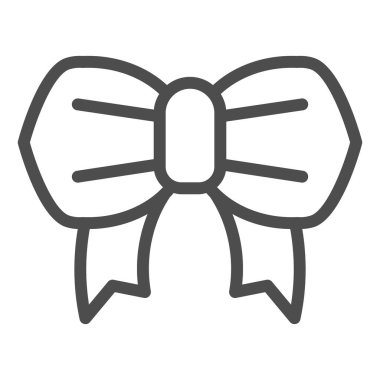 Minimalist yay çizgisi simgesi. Festivalsel düğüm vektör çizimi beyaza izole edildi. Hediye dekorasyonu tasarımı, web ve uygulama için tasarlanmış. Eps 10.