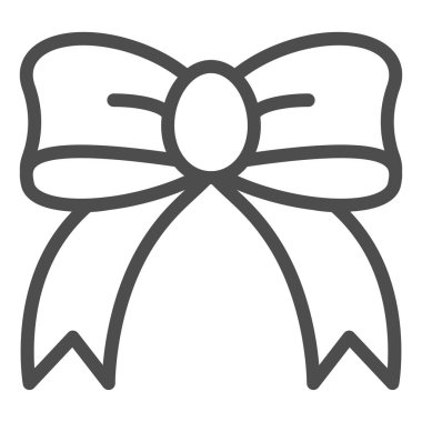 Hediye yay çizgisi simgesi. Beyaz üzerine izole edilmiş ipek yay vektör illüstrasyonu. Kurdele düğümü tasarımı, web ve uygulama için tasarlanmış. Eps 10.