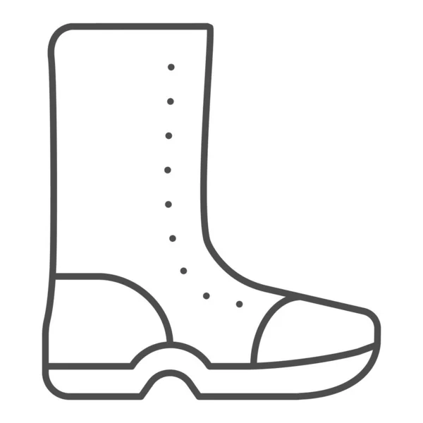 ブーツの細い線のアイコン。ラバーシューズベクトルイラストは白で隔離。ウェブとアプリのために設計された履物アウトラインスタイルのデザイン。Eps 10. — ストックベクタ