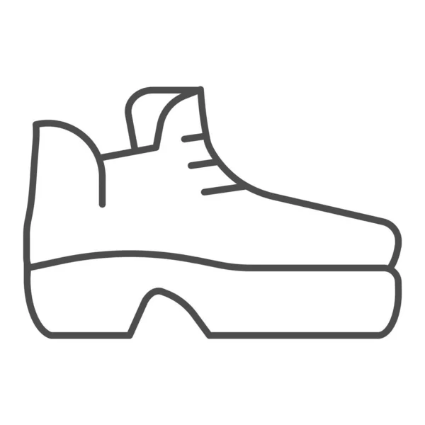 Boots on platform thin line icon. Warm shoes vector illustration isolated on white. Footwear outline style design, designed for web and app. Eps 10. — Stock Vector