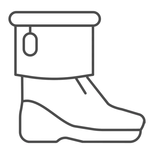 Ikon tipis sepatu bot musim dingin. Ilustrasi vektor sepatu bot wanita diisolasi dengan warna putih. Desain gaya alas kaki wanita, dirancang untuk web dan aplikasi. Eps 10. - Stok Vektor