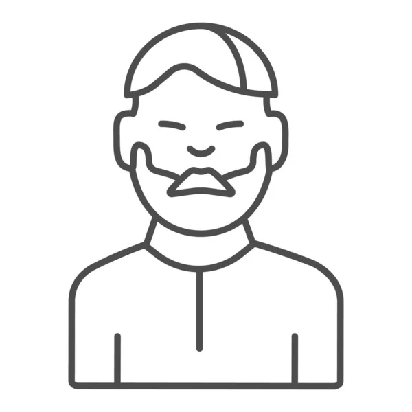 Homem com bigode ícone de linha fina. ilustração vetor barbudo menino isolado em branco. Unshaven design estilo esboço masculino, projetado para web e app. Eps 10 . — Vetor de Stock