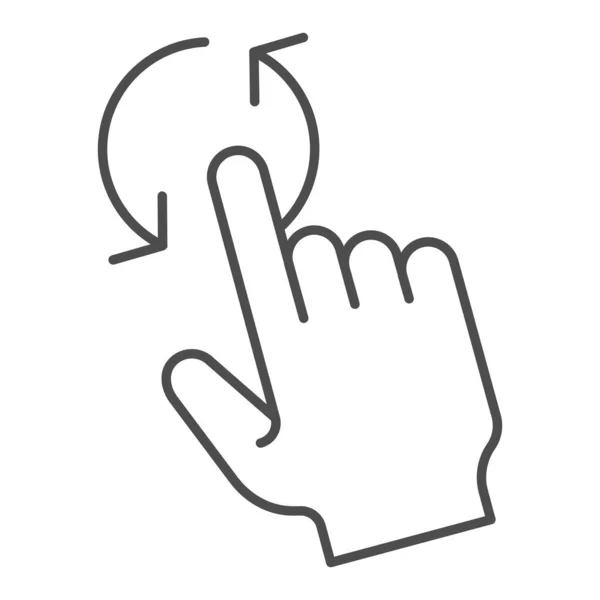 Jeden palec obraca cienką ikonę linii. Ilustracja wektora Gesture izolowana na białym. Kliknij obracać kontur styl projektowania, przeznaczony do sieci web i aplikacji. Eps 10. — Wektor stockowy