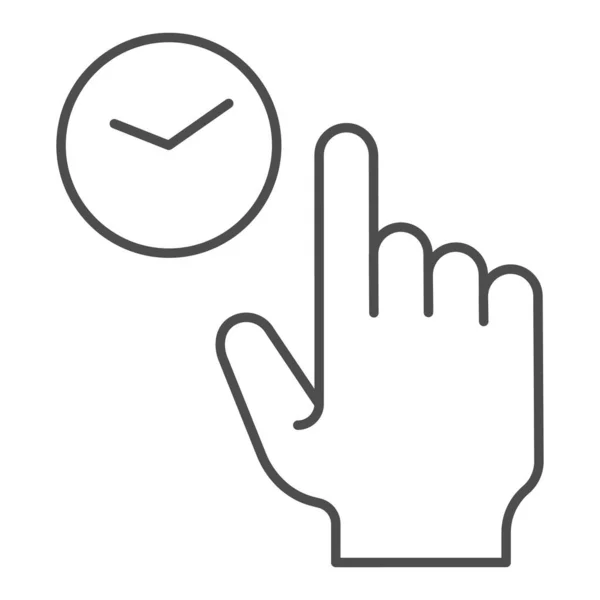Håll klicka tunn linje ikonen. Rör vid och håll vektor illustration isolerad på vitt. Gesture skissera stil design, utformad för webb och app. Eps 10. — Stock vektor