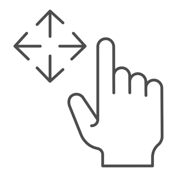 Gratis slepen dunne lijn pictogram. Veeg vector illustratie geïsoleerd op wit. Move gebaar outline stijl ontwerp, ontworpen voor web en app. Eps 10. — Stockvector