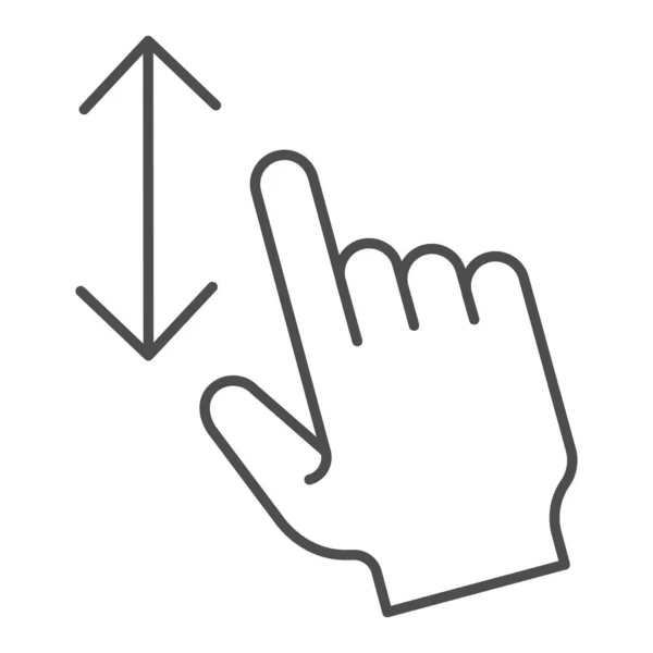 Dikey kaydırma ince çizgi simgesi. Beyaz üzerine izole edilmiş bir parmak kaydırma vektör illüstrasyonu. Web ve uygulama için tasarlanmış el hareketi tasarımı tasarımı. Eps 10. — Stok Vektör