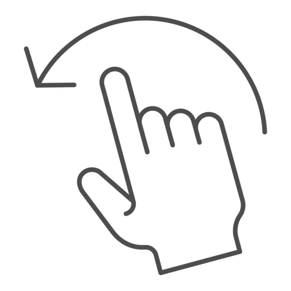 Desliza el dedo hacia la izquierda icono de línea fina. Ilustración vectorial izquierda Flick aislada en blanco. Diseño de estilo de contorno de gesto de mano, diseñado para web y aplicación. Eps 10 . — Vector de stock