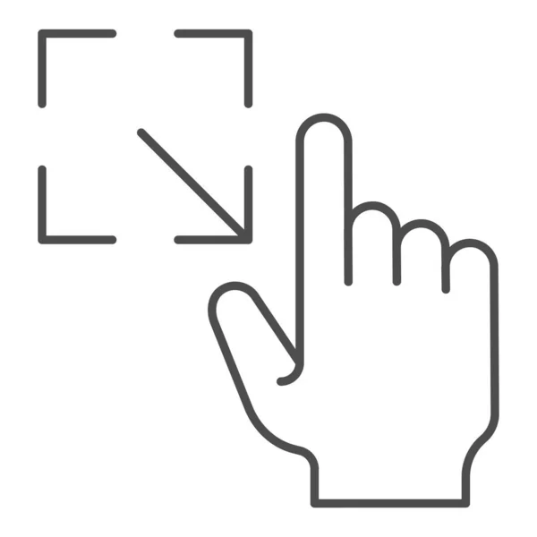 Verkleinen gebaar dunne lijn pictogram. Vergroot touch screen vector illustratie geïsoleerd op wit. Klik op outline style design, ontworpen voor web en app. Eps 10. — Stockvector