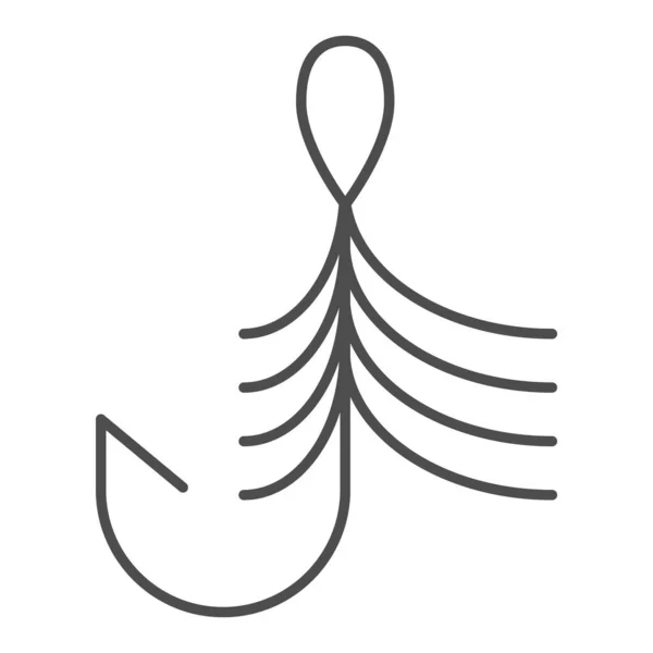 Fiskar krok tunn linje ikon. Bete vektor illustration isolerad på vitt. Fishhook skisserar design, designad för webb och app. Eps 10. — Stock vektor