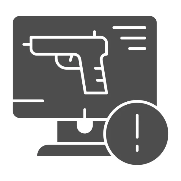 Оружие на твердой иконке компьютера. Векторная иллюстрация компьютерной атаки изолирована на белом. Пистолет на настольном глифе стиль дизайна, предназначенный для веб и приложения. Eps 10 . — стоковый вектор
