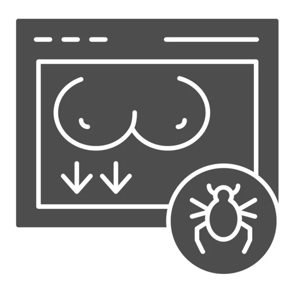 サイト固体アイコンからのウイルス。白い部分に孤立したアダルトサイトベクトルイラスト。Webやアプリ用に設計されたグリフスタイルのデザインをダウンロードするコンピュータのバグ。Eps 10. — ストックベクタ