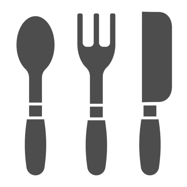 Ícone sólido de talheres. Ferramentas de cozinha ilustração vetorial isolado em branco. Fork, faca e colher design estilo glifo, projetado para web e app. Eps 10 . — Vetor de Stock