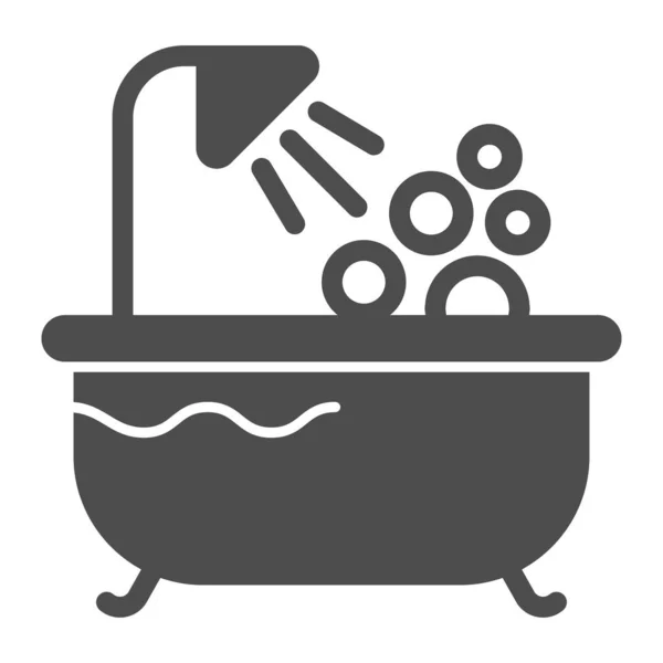 Bain icône solide. Illustration vectorielle de douche isolée sur blanc. Design de style glyphe de baignoire, conçu pour le web et l'application. Eps 10 . — Image vectorielle