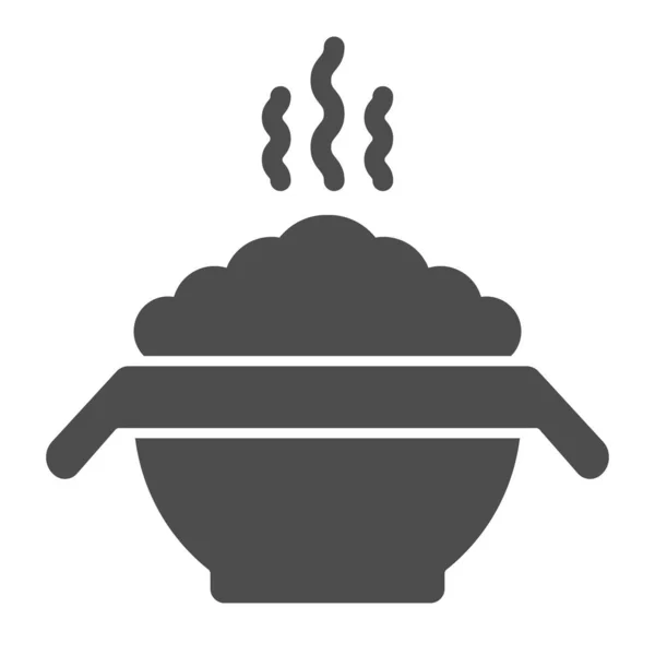 Gorąca ikona owsianki. Miska z ilustracją wektora żywności izolowane na białym. Konstrukcja w stylu glifów, zaprojektowana do sieci i aplikacji. Eps 10. — Wektor stockowy