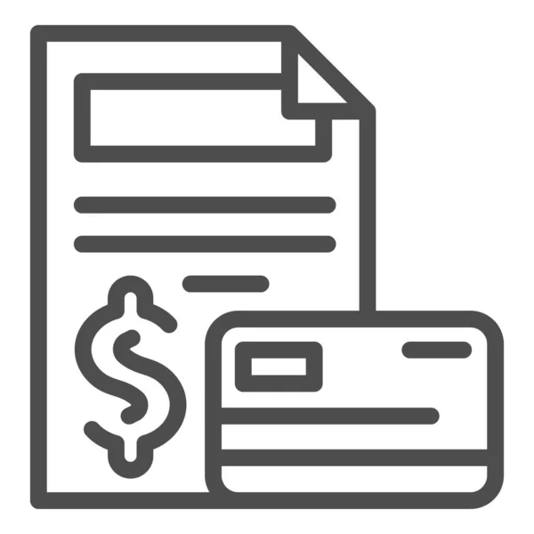 Contrato y tarjeta de crédito icono de línea. Ilustración vectorial de documentos aislada en blanco. Diseño de estilo de esquema de registro, diseñado para web y aplicación. Eps 10 . — Vector de stock