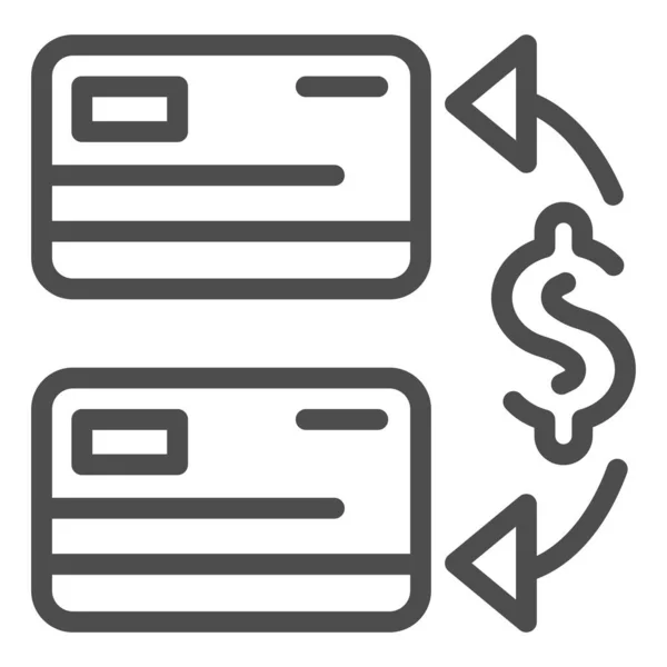 Deux cartes de crédit icône de ligne. Illustration vectorielle de transfert d'argent isolée sur blanc. Conception de style de contour de transaction, conçu pour le web et l'application. Eps 10 . — Image vectorielle