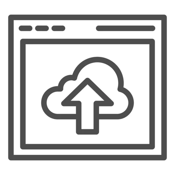 Cloud computing icona della linea di download. Server dati con illustrazione vettoriale freccia isolato su bianco. Design dello stile della finestra del computer, progettato per il web e l'app. Eps 10 . — Vettoriale Stock