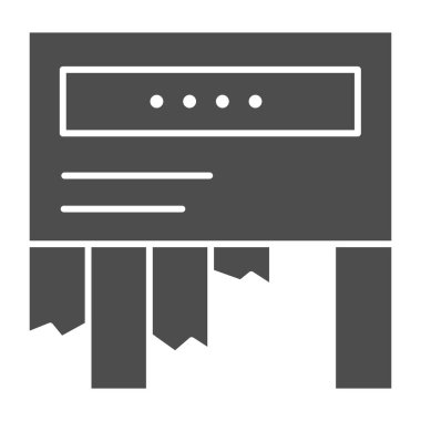 Yırtılan reklam simgesi. Duvar sembolündeki kağıt uyarısını yırt, beyaz arkaplanda kabartma biçiminde resim çek. Mobil konsept ve web tasarımı için sosyal reklam tabelası. Vektör grafikleri.