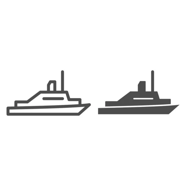 Fritidsbåt linje och solid ikon, sjötransport symbol, yacht vektor tecken på vit bakgrund, hastighet båt ikon i kontur stil för mobila koncept och webbdesign. Vektorgrafik. — Stock vektor