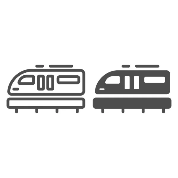 Linha de trem monotrilho e ícone sólido, símbolo de transporte, sinal de vetor de metrô monotrilho no fundo branco, ícone de transporte ferroviário no estilo esboço para o conceito móvel e web design. Gráficos vetoriais . — Vetor de Stock