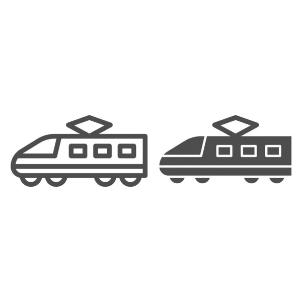 Elektryczna linia kolejowa i solidna ikona, symbol transportu, nowoczesny znak wektora pociągów dużych prędkości na białym tle, ikona metra w stylu zarysu dla koncepcji mobilnej i projektowania stron internetowych. Grafika wektorowa. — Wektor stockowy