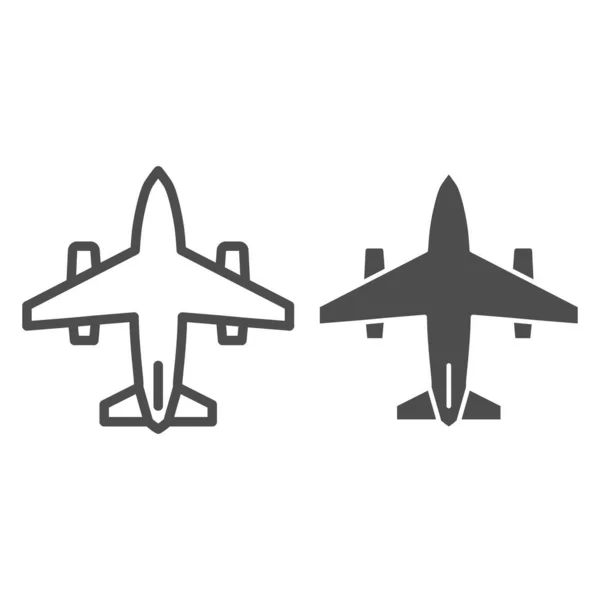 Uçak hattı ve katı ikon, hava taşıma sembolü, beyaz zemin üzerinde uçak vektör işareti, mobil konsept ve web tasarımı için ana hatlı uçak ikonu. Vektör grafikleri. — Stok Vektör