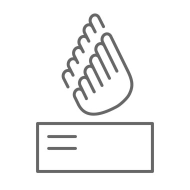 Hızlı paket teslimatı ince çizgi simgesi, lojistik sembol, beyaz arkaplanda kanat vektör işareti olan postalar, ana hatlar biçiminde servis logosu simgesi. Vektör grafikleri.