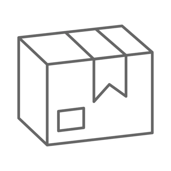 파셀 포스트얇은 라인 아이콘, 배송 심볼, 흰색 배경의 화물 상자 벡터 사인, 모바일 컨셉 과 웹 디자인을 위한 골판지 상자 패 키 징 아이콘. 벡터 그래픽. — 스톡 벡터