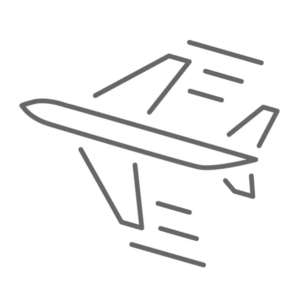 Знак тонкой линии доставки воздуха, символ логистики, векторный знак летающего самолета на белом фоне, иконка авиаперевозчика в стиле набросков для мобильной концепции и веб-дизайна. Векторная графика . — стоковый вектор