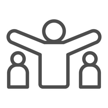 Yetişkinler çocuk çizgi ikonu, 1 Haziran çocuk koruma günü konsepti, güvenli ebeveyn tarafından imzalanmış iki çocuk beyaz arka planda, baba oğul ikonuna özen gösterir. Vektör.