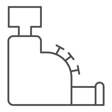 Yazar kasa, ince çizgi ikonu. Antika para kayıt makinesi sembolü, beyaz arka planda ana hatlı resim. Mobil konsept ve web tasarımı için ticari satış tabelası. Vektör grafikleri.