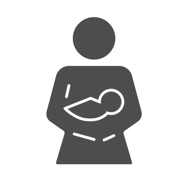 Mamma e bambino icona solida, concetto di maternità, Madre che tiene il bambino con le braccia segno vettoriale su sfondo bianco, Simbolo di allattamento in stile glifo per il concetto mobile e web design . — Vettoriale Stock