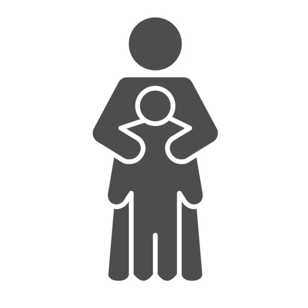 Anya védi a gyermek szilárd ikon, 1 Június gyermekvédelmi nap koncepció, anya ölelés fia vektor jel fehér háttér, anya törődik a gyermek ikon glyph stílus mobil, web. — Stock Vector