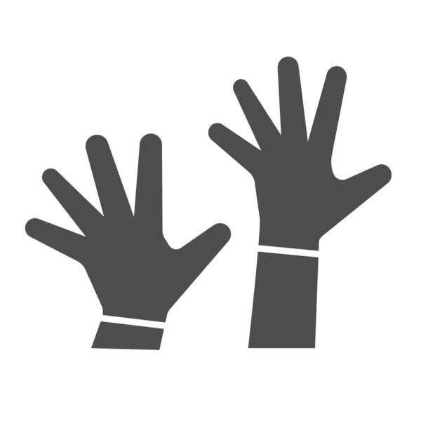 Дети держат в руках солидную икону, концепцию Дня защиты детей 1 июня, два детских ладони на белом фоне, поднятые руки символизируют стиль глифа для мобильных телефонов и паутины. Вектор . — стоковый вектор