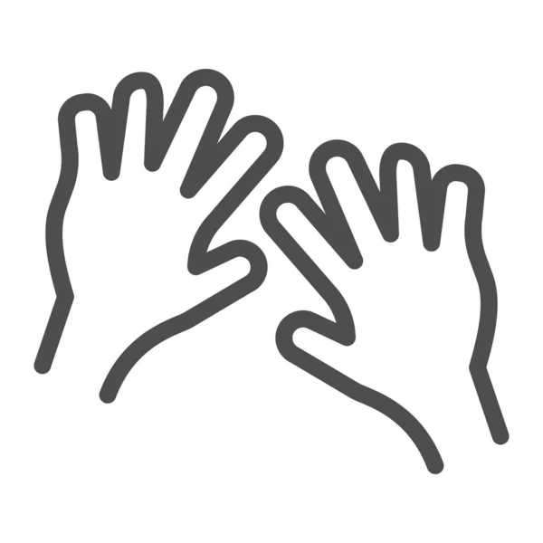 Icono de línea de manos de bebé, concepto de cuidado infantil, signo de brazos para niños pequeños sobre fondo blanco, icono de palmas abiertas para niños en estilo de esquema para concepto móvil y diseño web. Gráficos vectoriales . — Archivo Imágenes Vectoriales