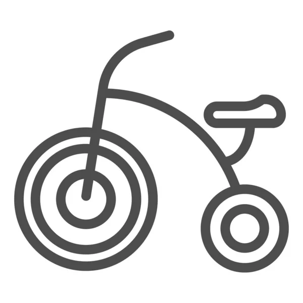 Icono de línea de bicicleta de tres ruedas, concepto de infancia, cartel de triciclo para niños sobre fondo blanco, icono de bicicleta bebé en estilo de esquema para concepto móvil y diseño web. Gráficos vectoriales . — Archivo Imágenes Vectoriales