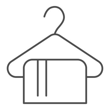 Havlu ince çizgi simgesi. Banyo vektör çizimi beyaza izole edildi. Tekstil tasarımı, web ve uygulama için tasarlandı. Eps 10.