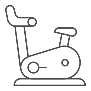 Bisiklet egzersizi ince çizgi ikonu. Jimnastik bisikleti çizimi beyaza izole edilmiş. Fitness tasarımı, web ve uygulama için tasarlandı. Eps 10.