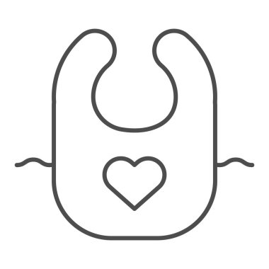 Bebek önlüğü ince çizgi ikonu. Bib vektör illüstrasyonu beyaza izole edildi. Bebek kıyafetleri tasarımı, web ve uygulama için tasarlanmış. Eps 10.