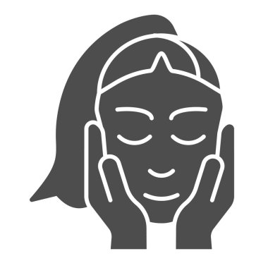 Cilt bakımı simgesi. Yüz ve eller, beyaz üzerine izole edilmiş vektör illüstrasyonunu imzalar. Kız derisi kabartma tasarımı, web ve uygulama için tasarlanmış. Eps 10.