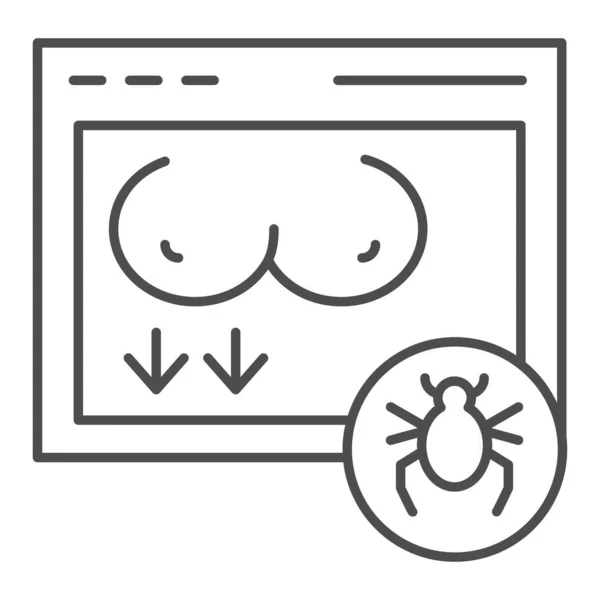 Vírus do ícone da linha fina do site. Ilustração vetorial em sítio porno isolada sobre branco. Computador bug download design estilo esboço, projetado para web e aplicativo. Eps 10 . — Vetor de Stock