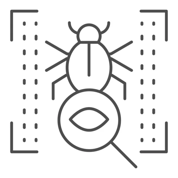 Schwachstellenscanner Thin Line Icon. Bug Search Vektor Illustration isoliert auf weiß. Viren-Scan umreißt Stil-Design, für Web und App entwickelt. Eps 10. — Stockvektor