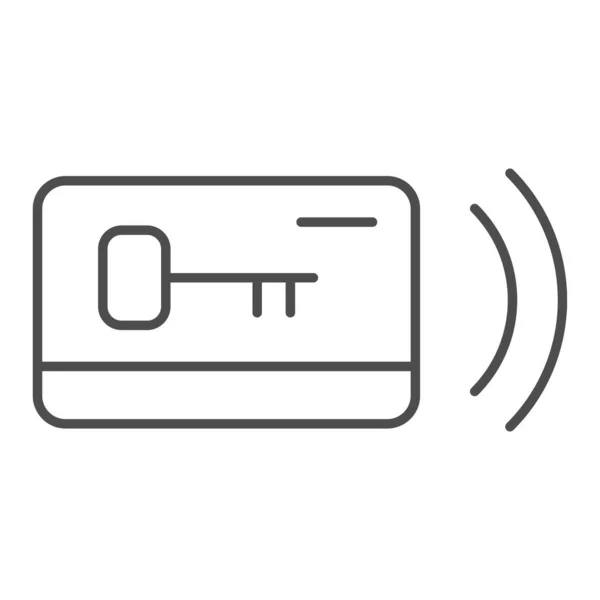 Plastikowy klucz cienka ikona linii. Ilustracja wektora dostępu odizolowana na białym. Elektroniczny zamek zarys stylu projektowania, przeznaczony do sieci web i aplikacji. Eps 10. — Wektor stockowy