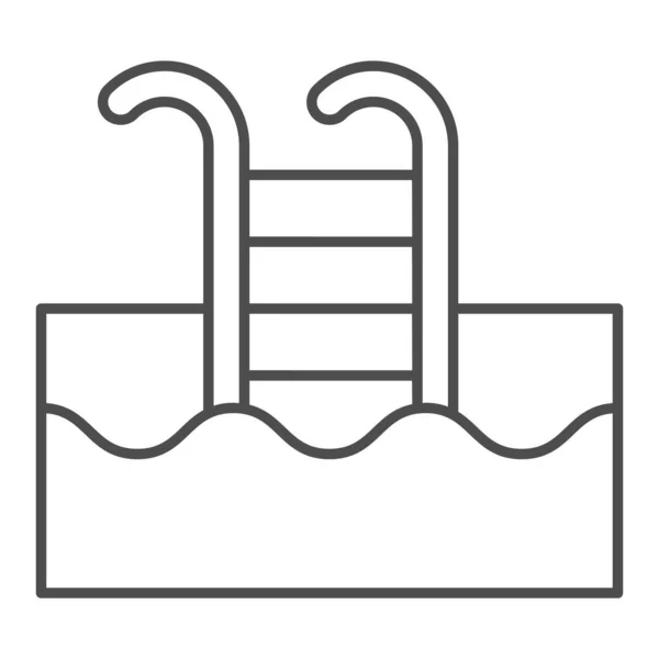 Icono de línea delgada de piscina. Ilustración vectorial de natación aislada en blanco. Diseño de estilo de contorno de escalera, diseñado para web y aplicación. Eps 10 . — Archivo Imágenes Vectoriales