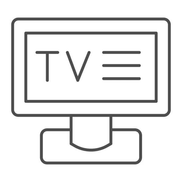 电视细线图标。在白色上孤立的电视矢量插图。显示轮廓风格设计,为网页和应用程序设计.Eps 10. — 图库矢量图片