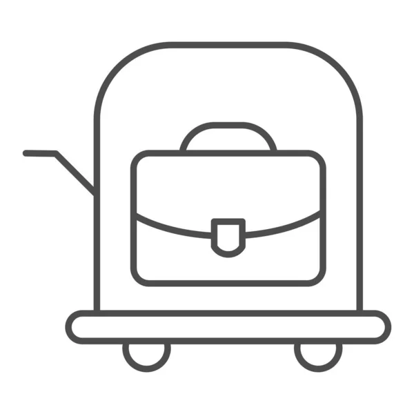 Bolsa en el carro icono de línea delgada. Ilustración vectorial de equipaje aislado en blanco. Maleta en el diseño de estilo del contorno del carrito, diseñado para la web y la aplicación. Eps 10 . — Archivo Imágenes Vectoriales