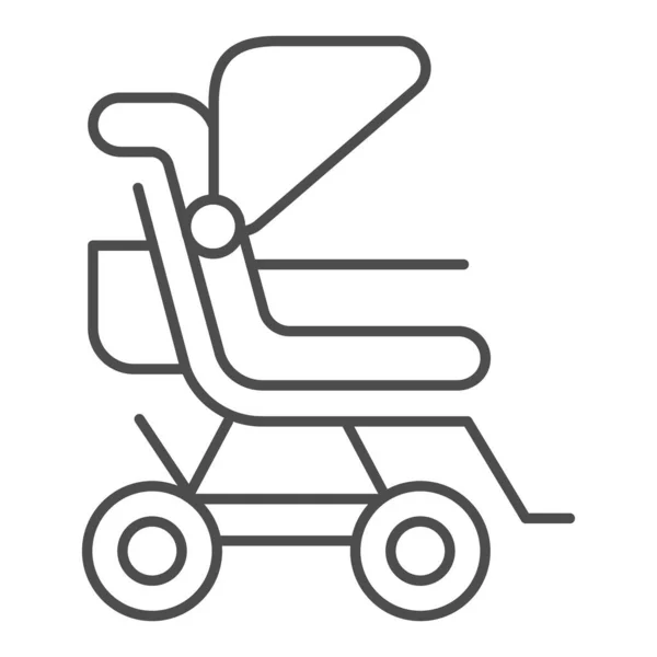 Carrinho ícone de linha fina. Ilustração do vetor carrinho de bebê isolado em branco. Buggy design estilo esboço, projetado para web e app. Eps 10 . — Vetor de Stock