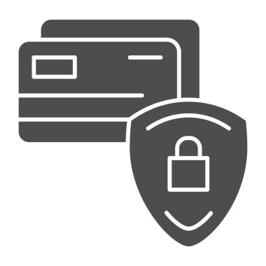 Kalkan simgesi olan kredi kartı. Kredi kartı koruma vektör çizimi beyaza izole edildi. Ödeme güvenli kabartma tasarımı, web ve uygulama için tasarlandı. Eps 10.