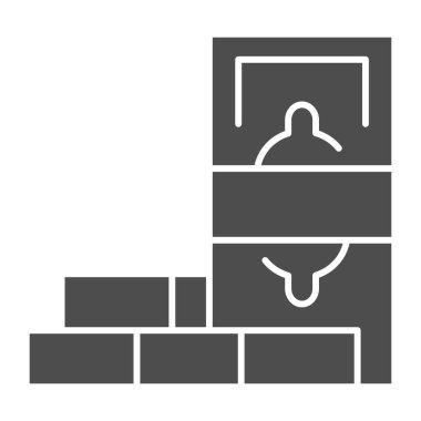 Para birikimleri sağlam simge. Dolar ve tuğla vektör çizimi beyaza izole edildi. Para güvenliği kabartma tasarımı, web ve uygulama için tasarlandı. Eps 10.